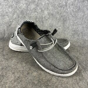 Hey Dude Shoes Womens 8 Wendy Sneakers Gray Lace Up Low Top Comfort Casual Flats